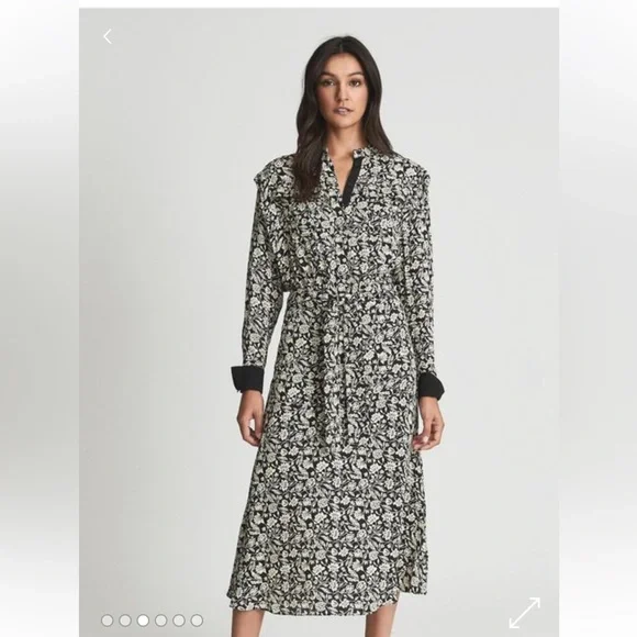 Reiss | Dresses | Nwot Reiss Micah Printed Longsleeve Midi Dress | Poshmark